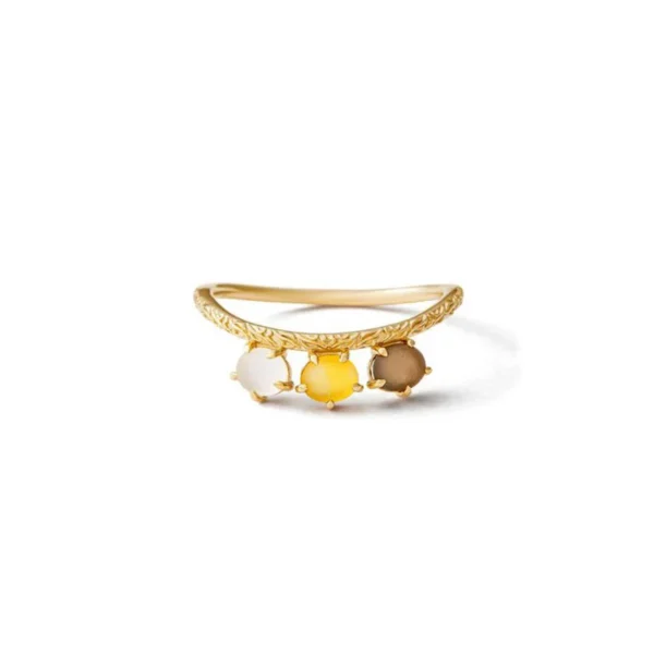 bague en argent cristal Citrine naturel mat et Quartz fumé – Image 2