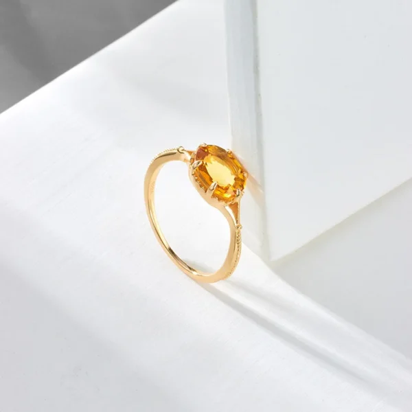 Bague de fiançailles en pierre Citrine naturelle – Image 3