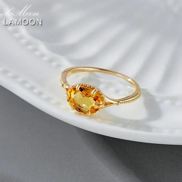 Bague de fiançailles en pierre Citrine naturelle