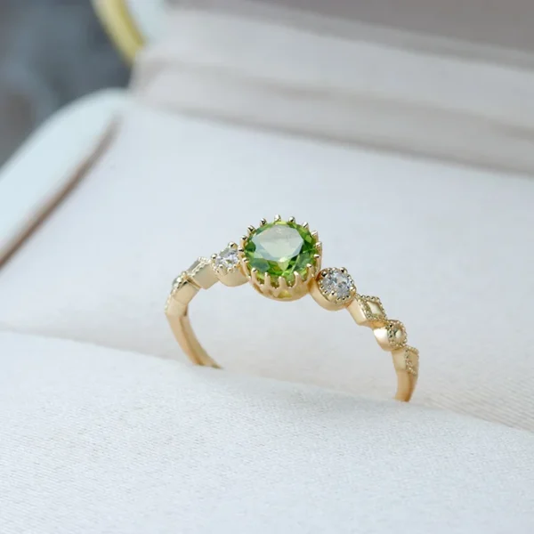 bague péridot en pierres précieuses naturelles pour femmes – Image 4