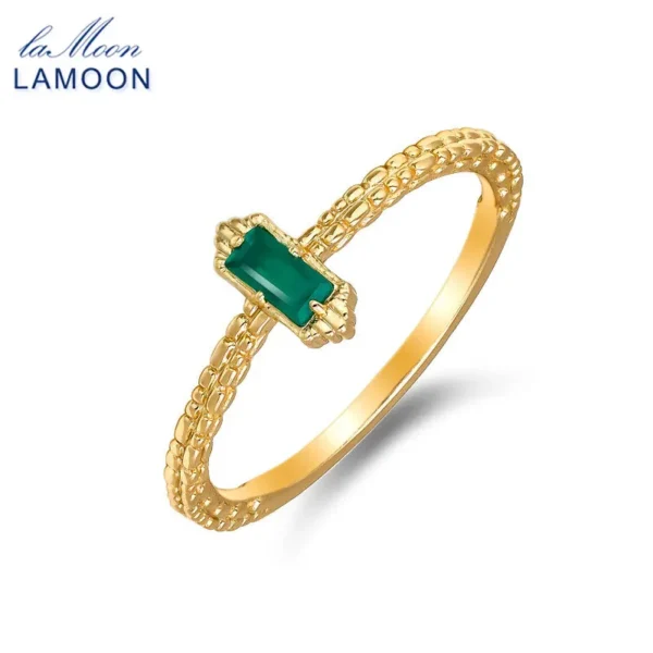 Bague en Calcédoine Verte Naturelle Vintage pour Femme