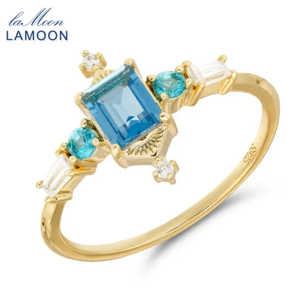 Bague Baroque en Topaze Bleue pour Femme