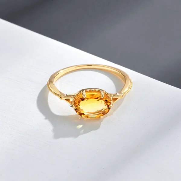 Bague de fiançailles en pierre Citrine naturelle – Image 2